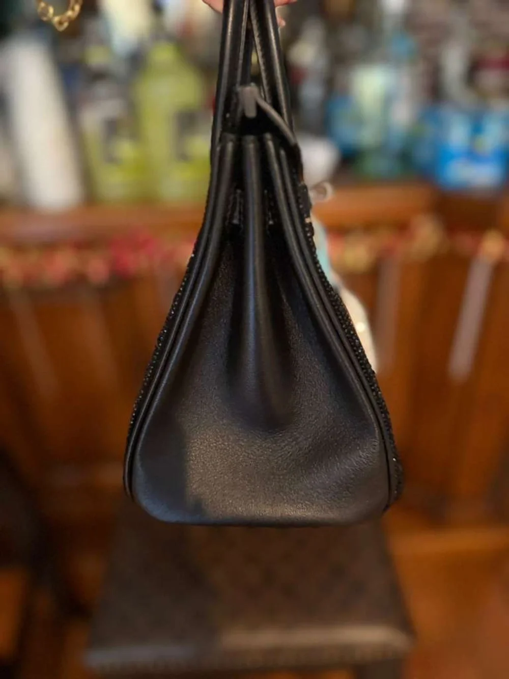 Noir Black Crystal swift verso Leather suede Doblis bling h Birkin 25 PHW import